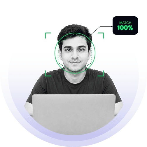 AI Proctoring session monitor showing real-time candidate verification